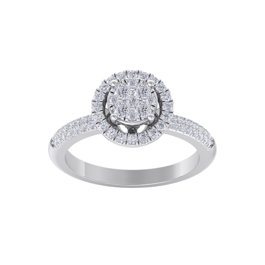 Halo Diamond ring in white gold with white diamonds of 0.57 ct in weight