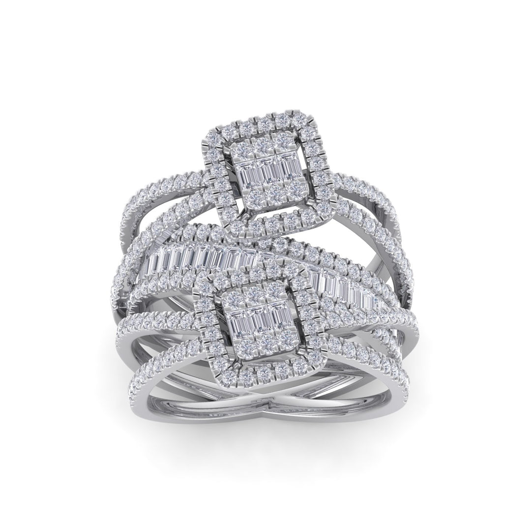 Multi-band diamond ring in white gold with white diamonds of 2.65 ct in weight
