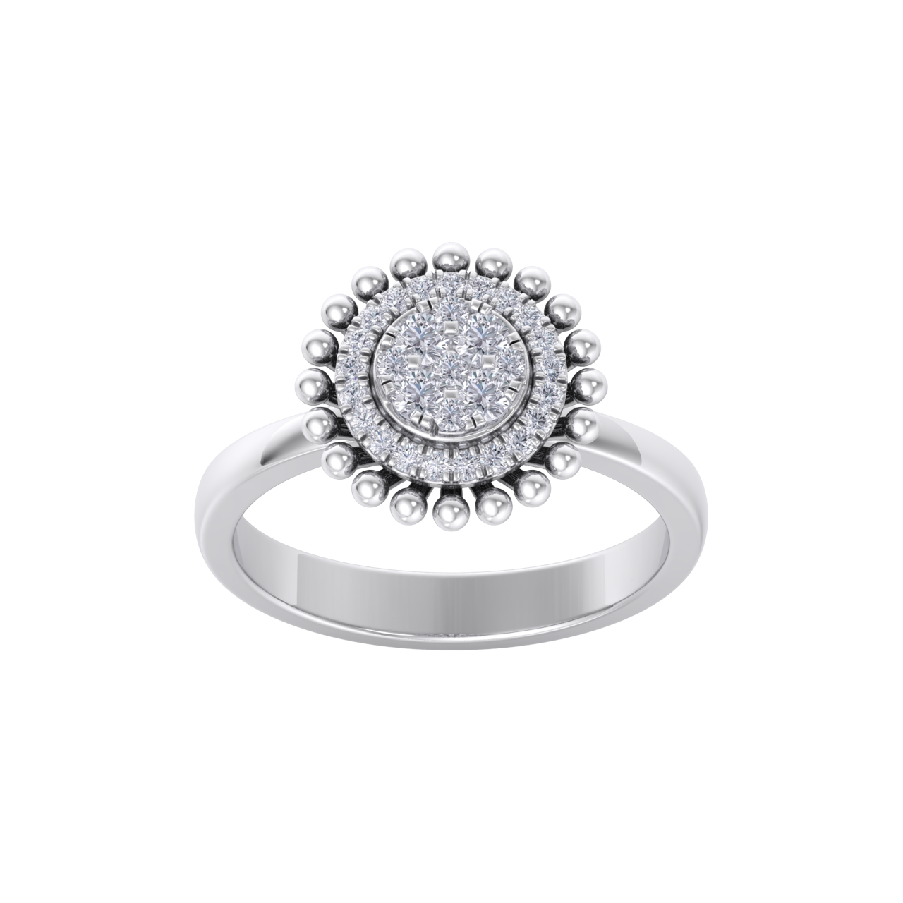 Halo Diamond ring in white gold with white diamonds of 0.34 ct in weight