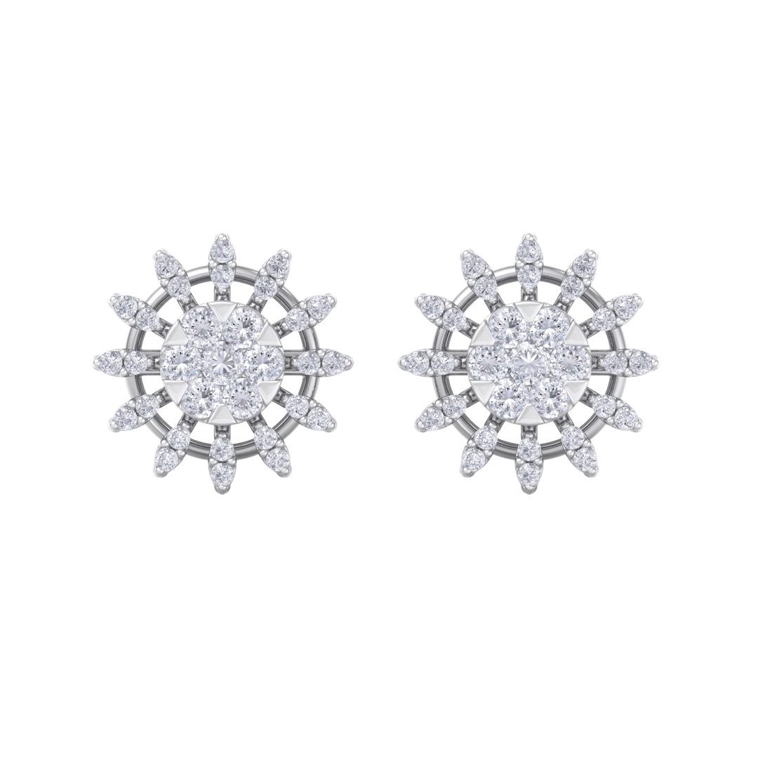 Stud earrings in white gold with white diamonds of 0.89 ct in weight