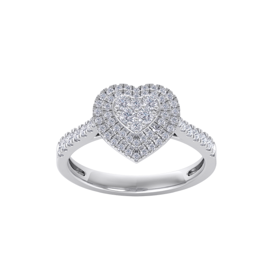 Heart cluster diamond ring in rose gold with white diamonds of 0.50 ct in weight
