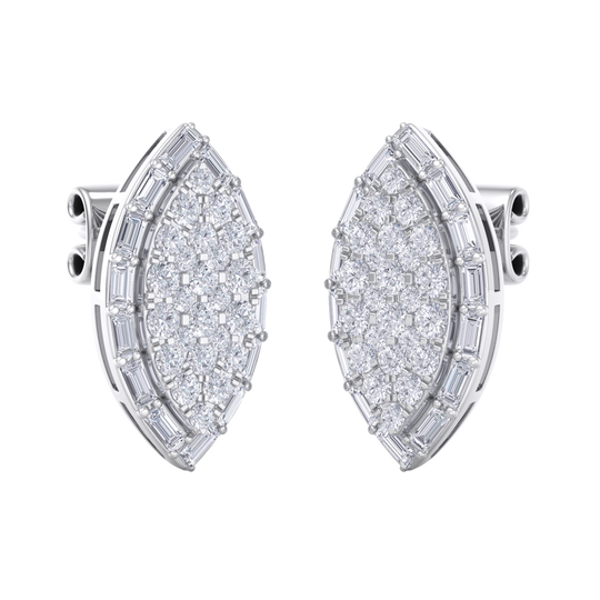 Marquise stud earrings in white gold with white diamonds of 1.67 ct in weight