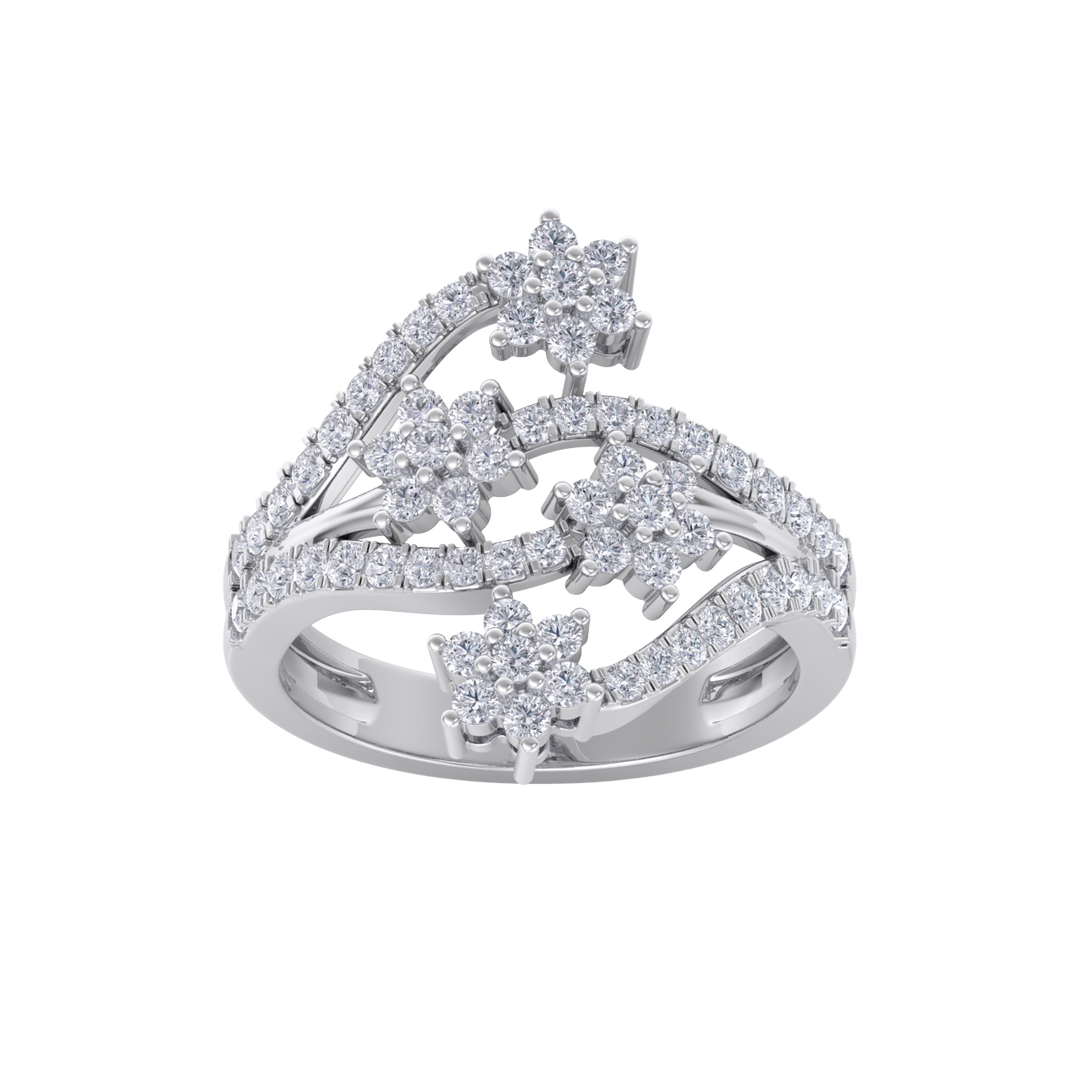 Diamond ring in white gold with white diamonds of 0.90 ct in weight