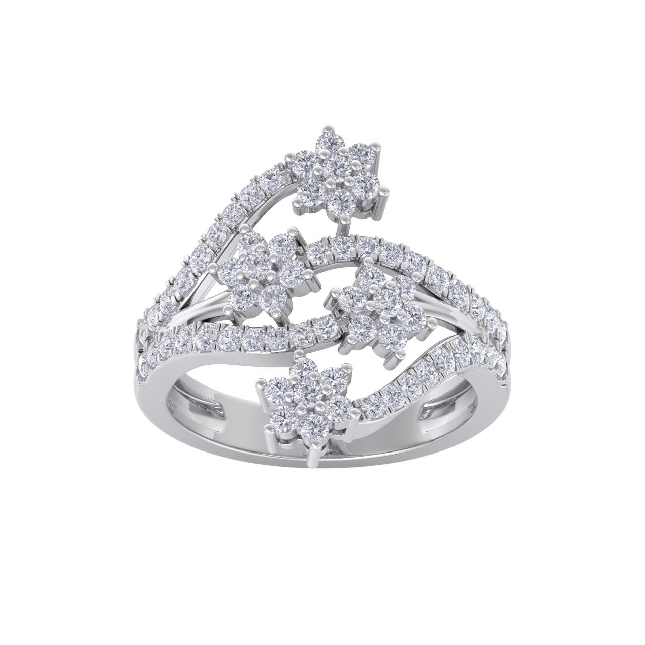 Diamond ring in white gold with white diamonds of 0.90 ct in weight