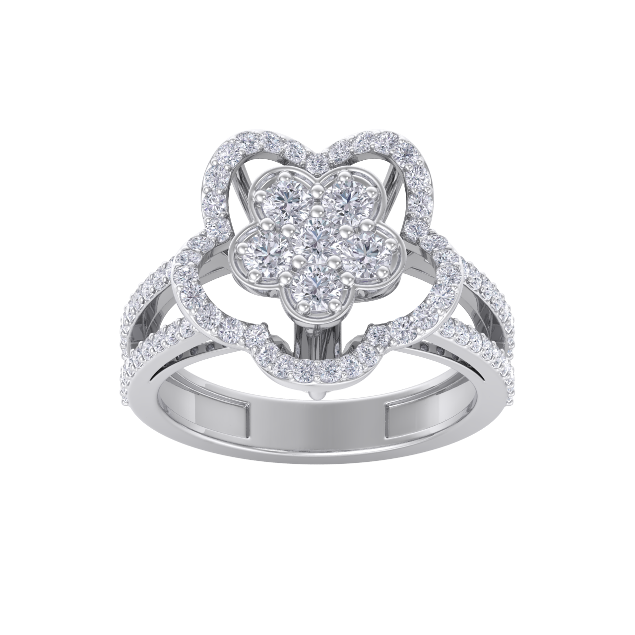 Elegant Diamond ring in white gold with white diamonds of 0.89 ct in weight
