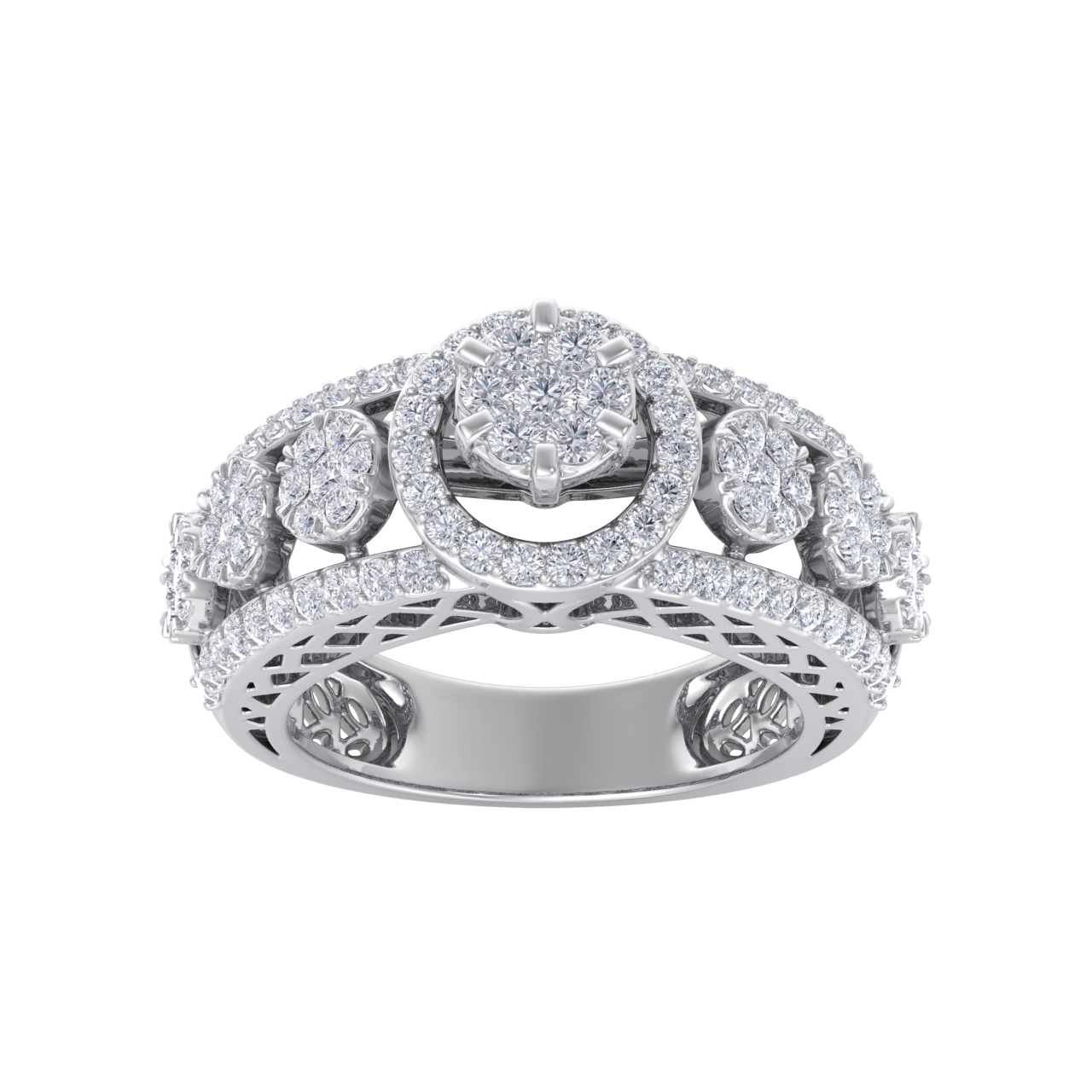Beautiful ring in white gold with white diamonds of 1.28 ct in weight