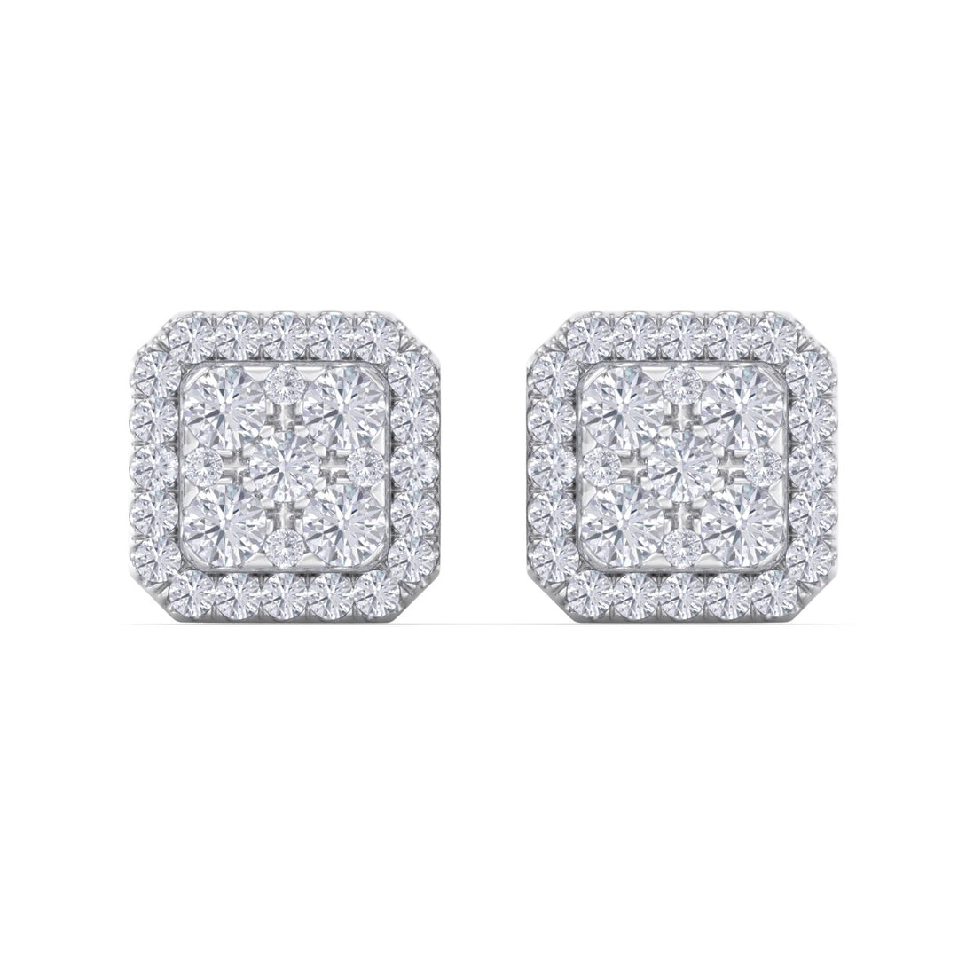 Classic Square stud earrings in white gold with white diamonds of 0.51 ct in weight