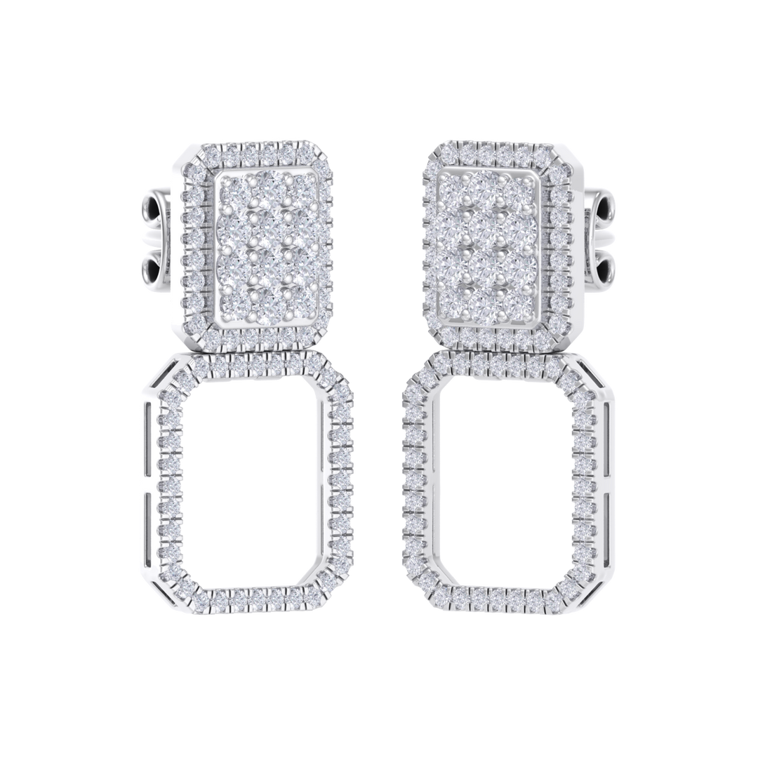 3 in 1 earrings in white gold with white diamonds of 0.97 ct in weight