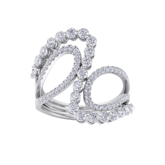 Intertwined ring in white gold with white diamonds of 1.20 ct in weight