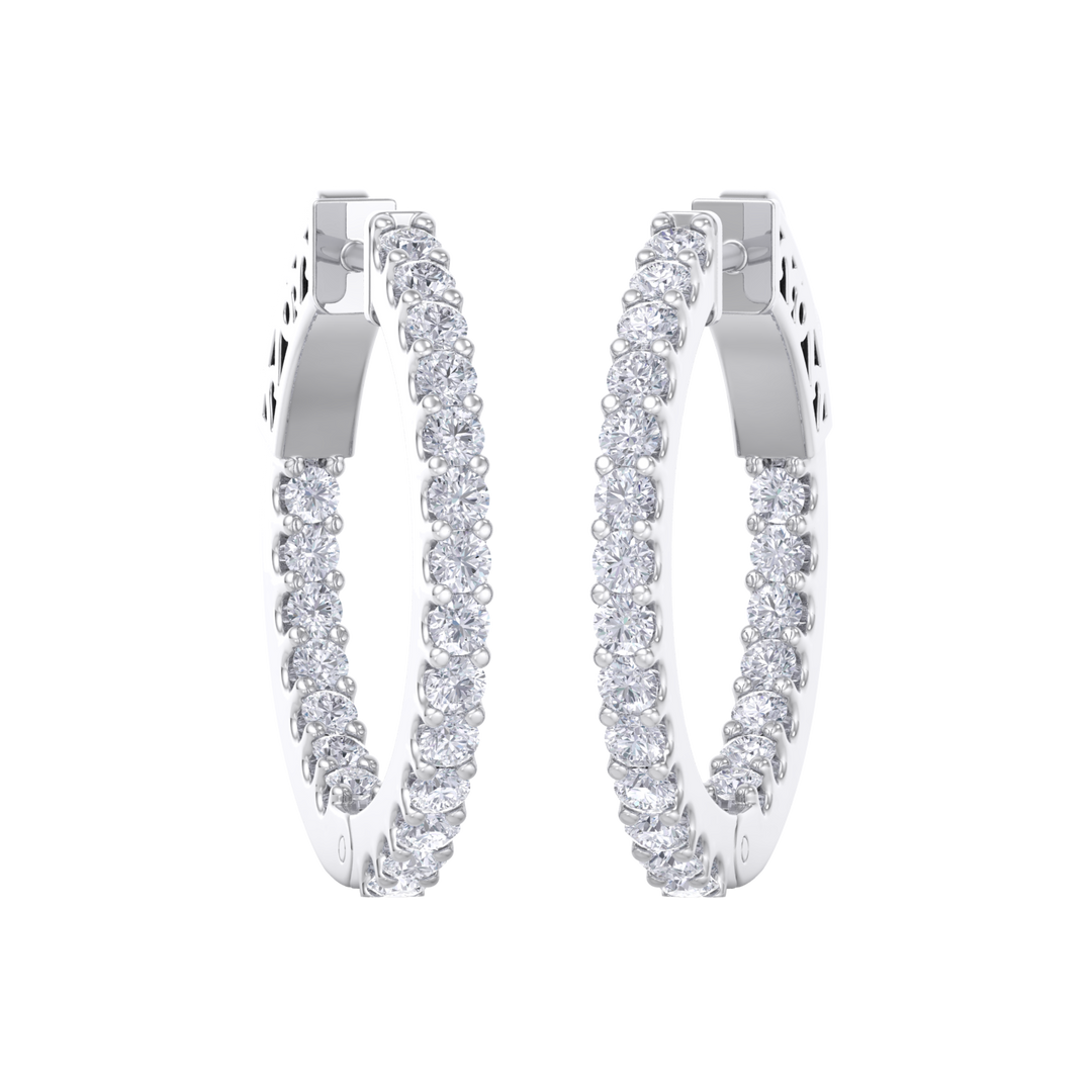 Diamond eternity hoop earrings in white gold with white diamonds of 1.50 ct in weight 