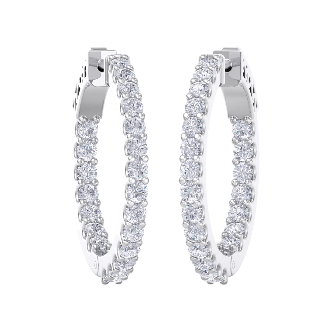 Diamond eternity hoop earrings in yellow gold with white diamonds of 2.00 ct in weight 