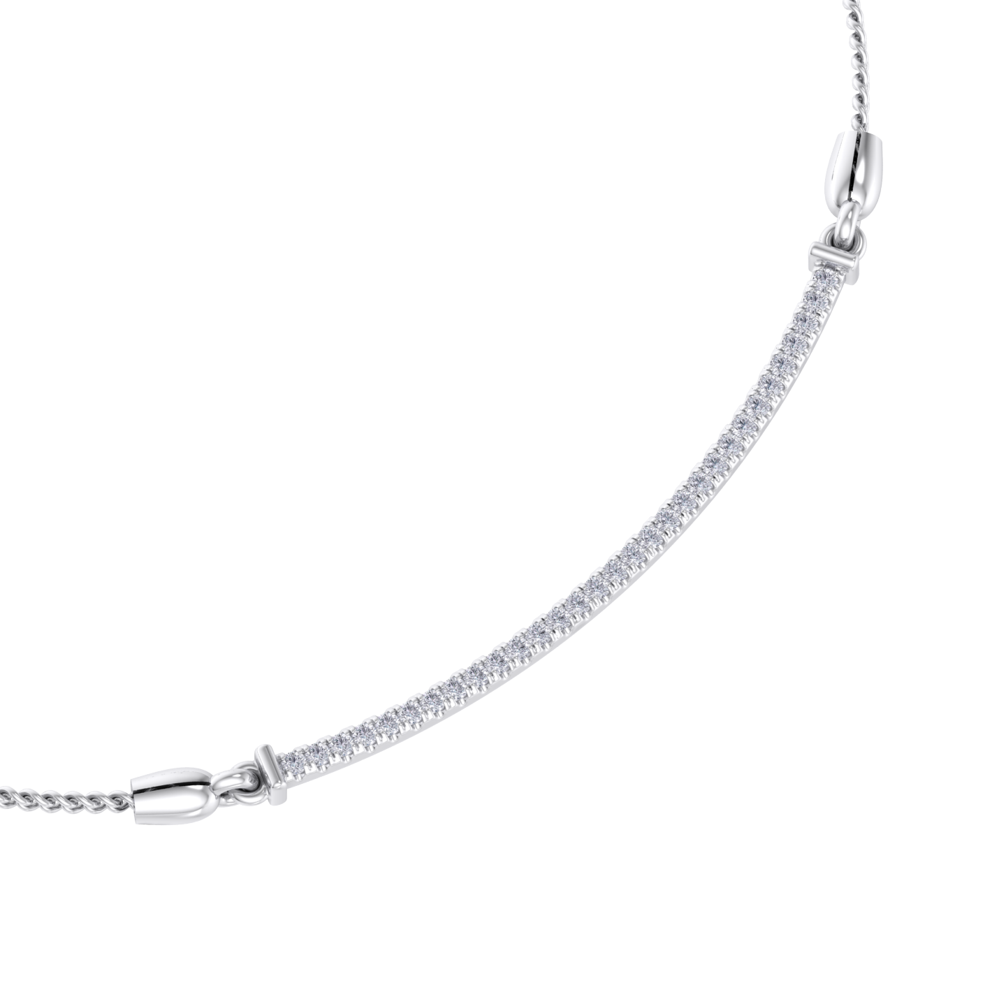 Bar necklace in white gold with white diamonds of 0.31 in weight