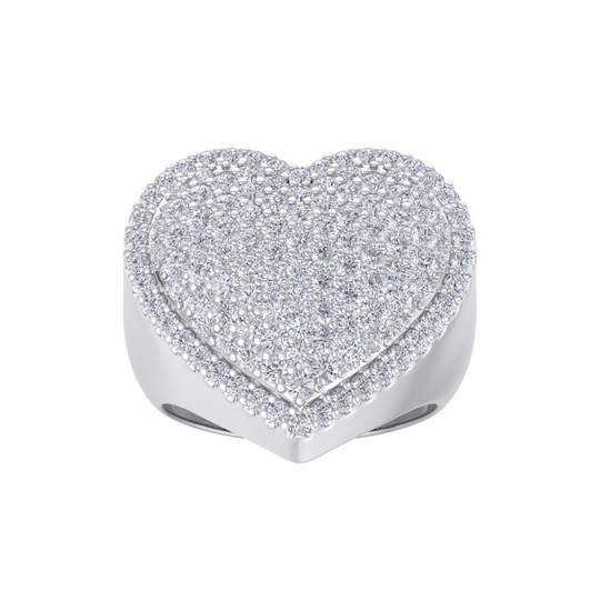 Heart diamond ring in white gold with white diamonds of 1.50 ct in weight