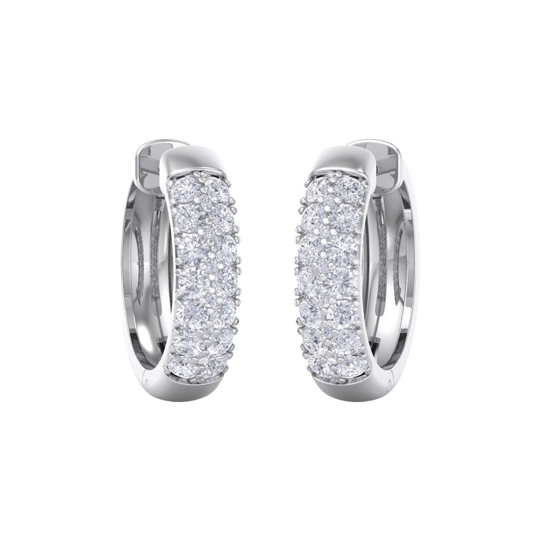 Diamond huggies earrings in white gold with white diamonds of 0.99 ct in weight
