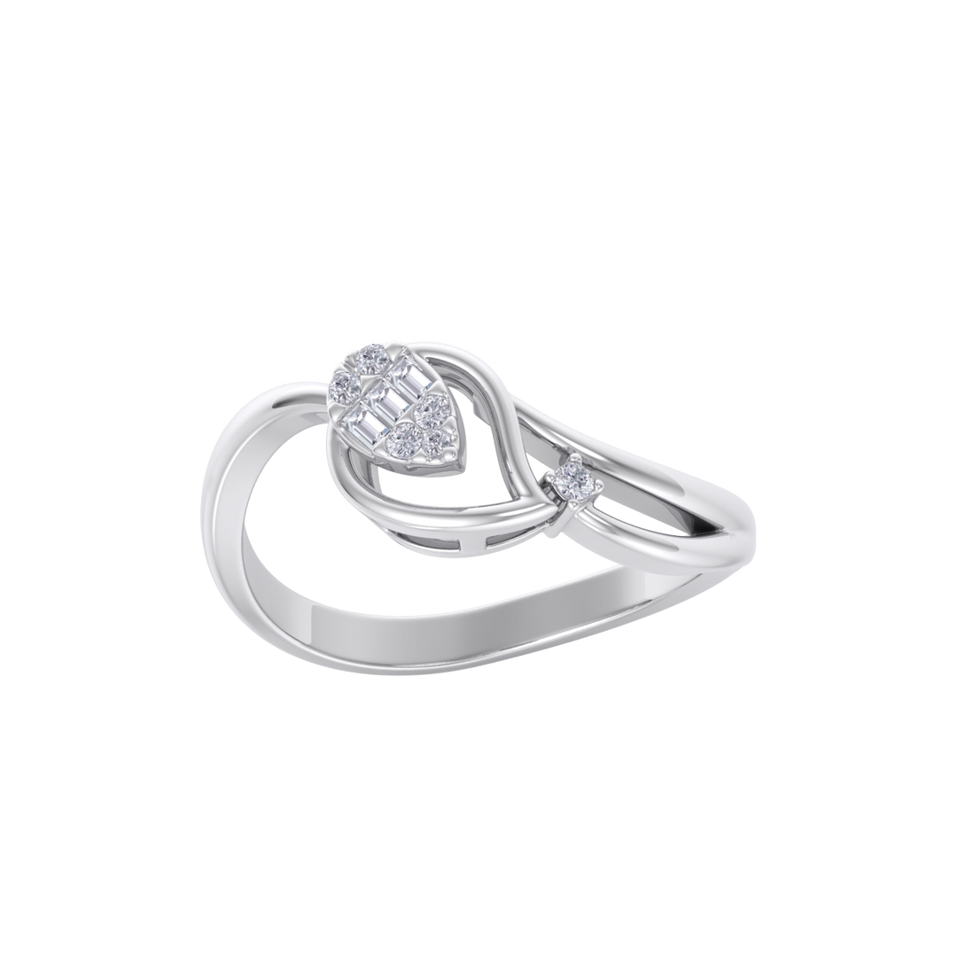 Elegant ring in white gold with white diamonds of 0.09 ct in weight