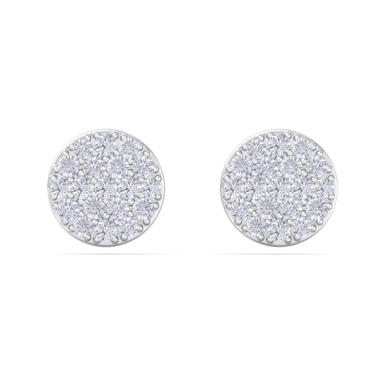 Classic round stud earrings in white gold with white diamonds of 0.26 ct in weight