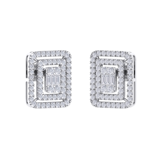 Square stud earrings in white gold with white diamonds of 1.83 ct in weight
