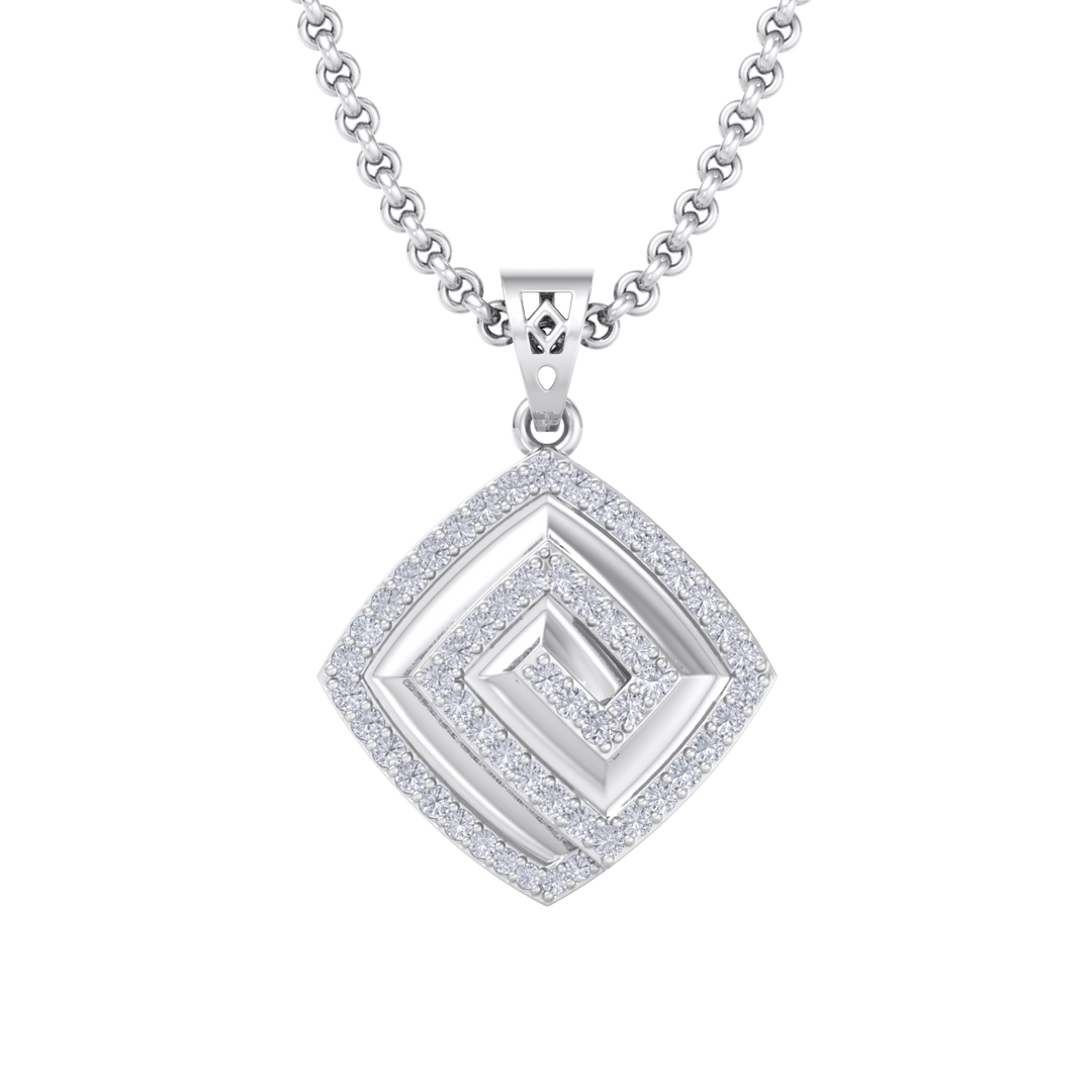 Square Pendant in yellow gold with white diamonds of 0.61 ct in weight