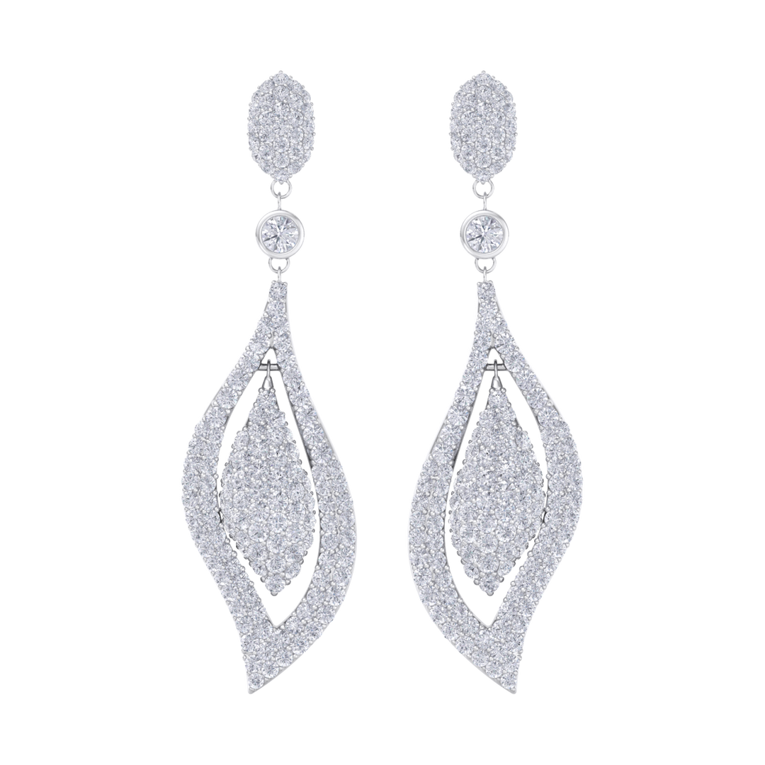 Teardrop earrings in white gold with white diamonds of 1.08 ct in weight