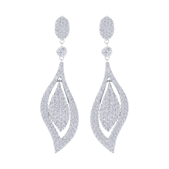 Teardrop earrings in white gold with white diamonds of 1.08 ct in weight