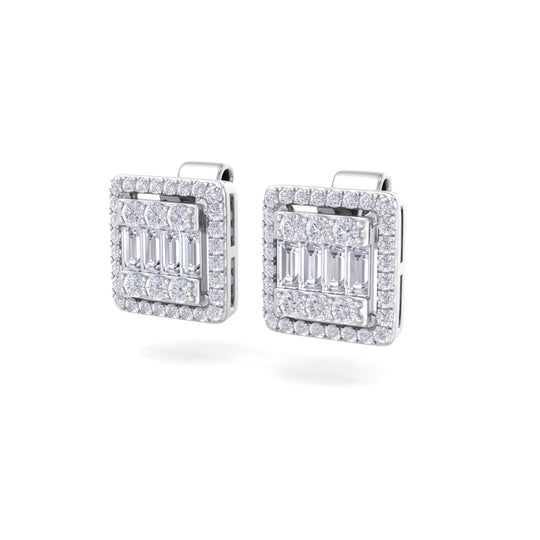 Beautiful Earrings in rose gold with white diamonds of 0.65 ct in weight