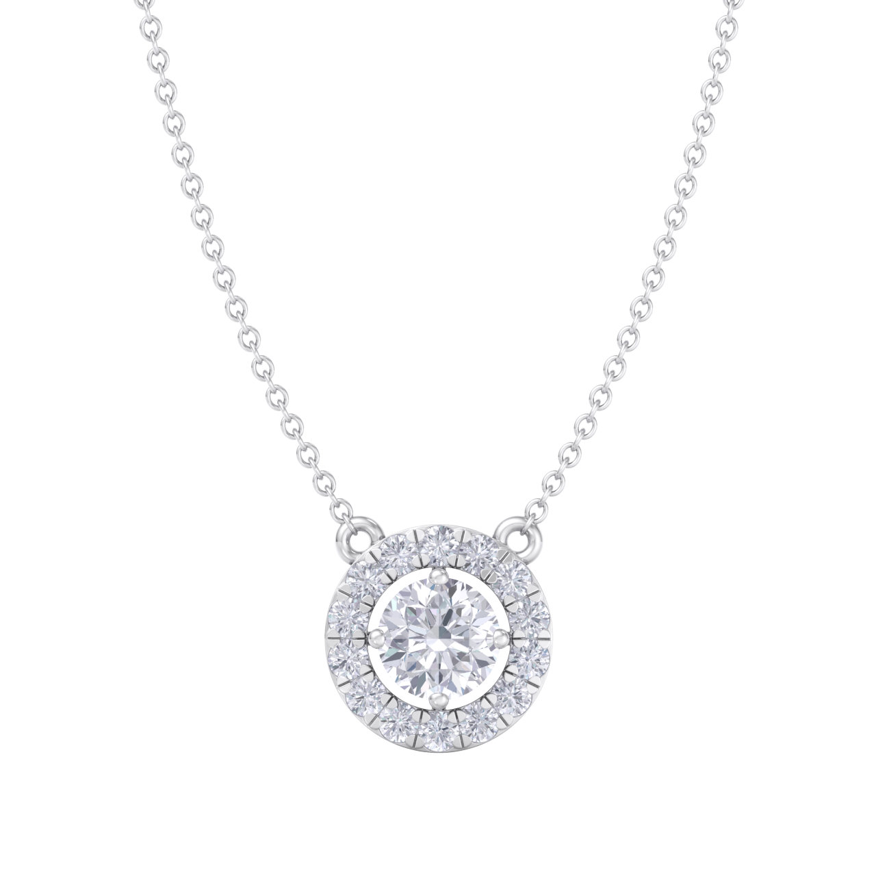 Classic Pendant in white gold with white diamonds of 1.42 ct in weight