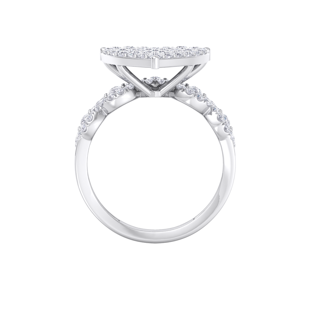 Heart shaped Diamond ring in white gold with white diamonds of 1.46 ct in weight