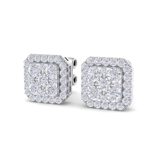 Classic Square stud earrings in yellow gold with white diamonds of 0.51 ct in weight