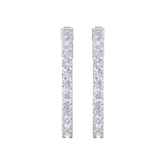 Diamond eternity hoop earrings in white gold with white diamonds of 2.92 ct in weight 