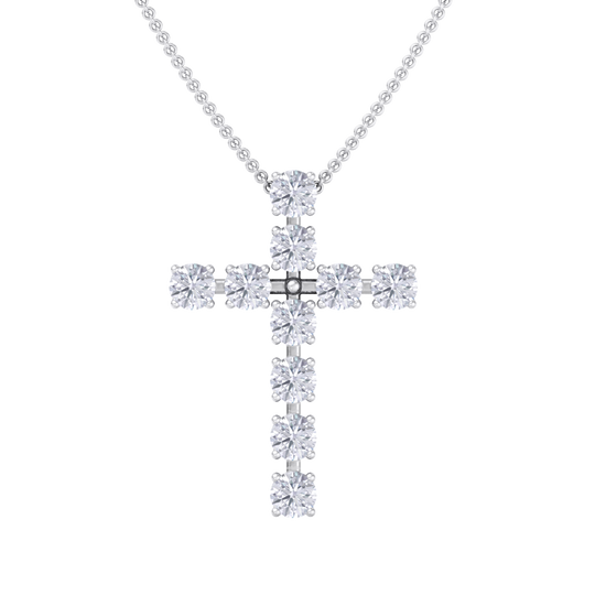 Diamond Cross Pendant in rose gold with white diamonds of 1.10 ct in weight