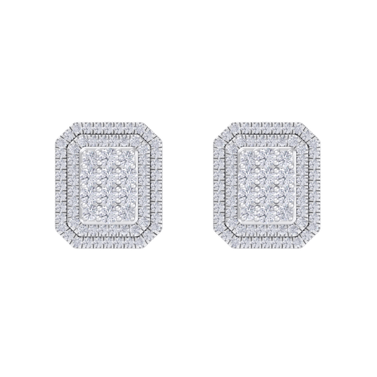 3 in 1 earrings in white gold with white diamonds of 0.97 ct in weight