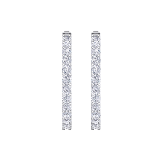 Diamond eternity hoop earrings in yellow gold with white diamonds of 4.82 ct in weight 