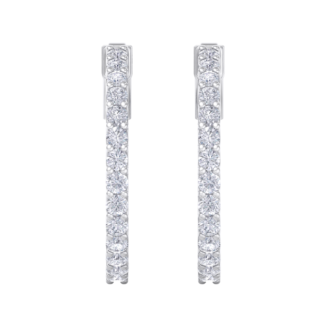 Diamond eternity hoop earrings in yellow gold with white diamonds of 2.00 ct in weight 