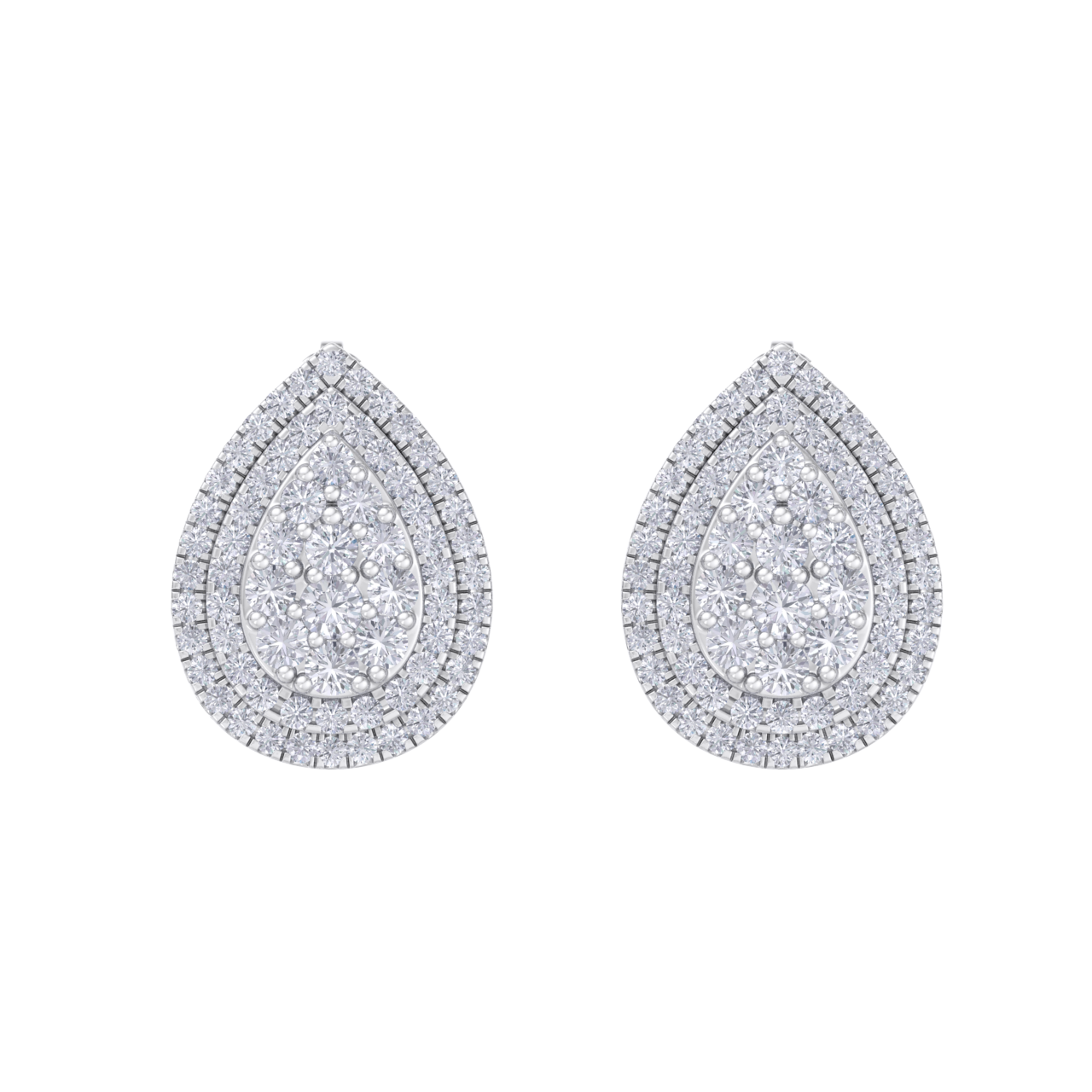 3 in 1 earrings in white gold with white diamonds of 0.85 ct in weight