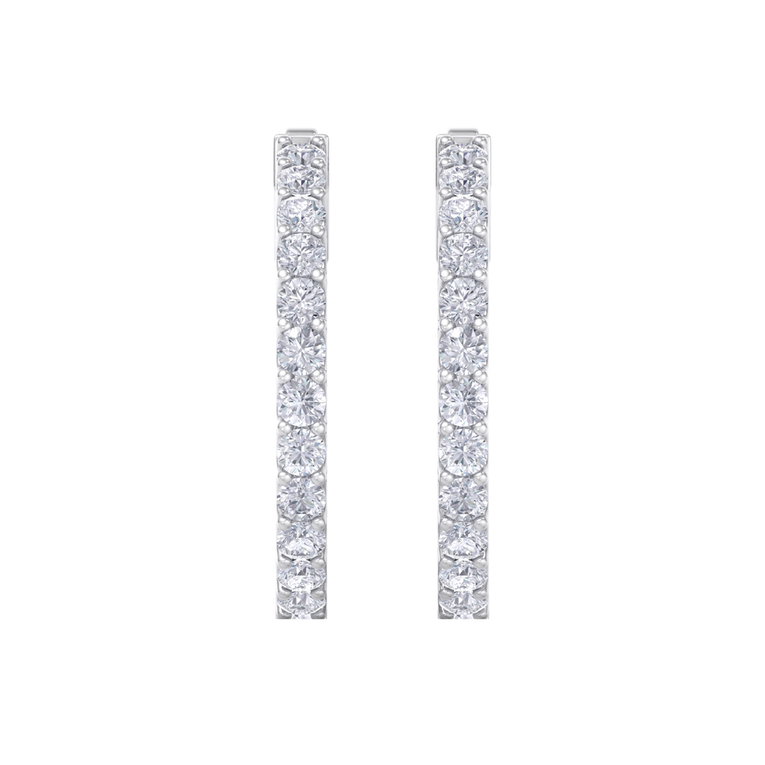 Diamond eternity hoop earrings in yellow gold with white diamonds of 4.00 ct in weight 