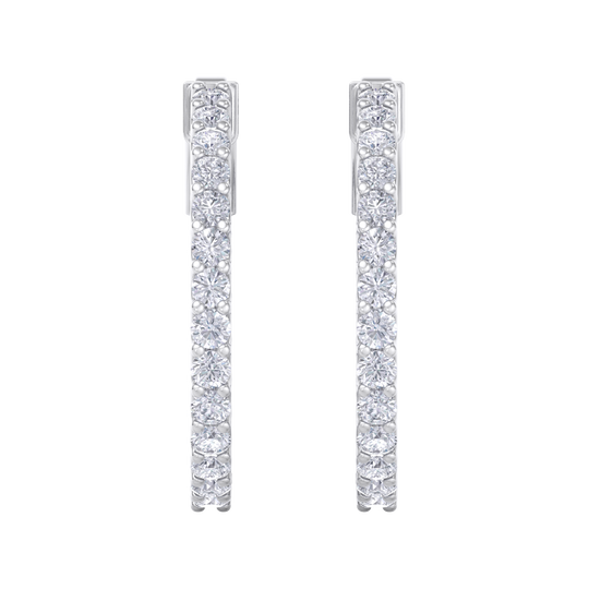 Diamond eternity hoop earrings in white gold with white diamonds of 2.00 ct in weight 