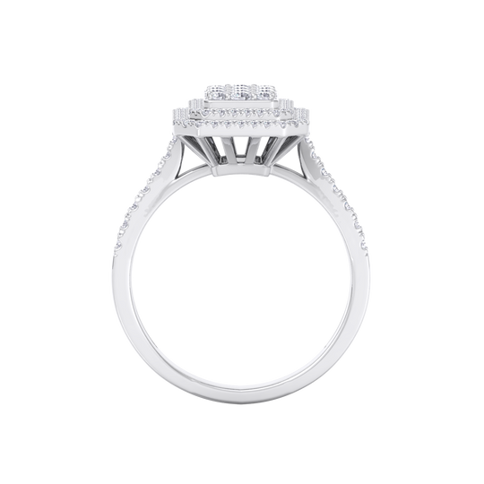 Cluster engagement ring in white gold with white diamonds of 0.64 ct in weight