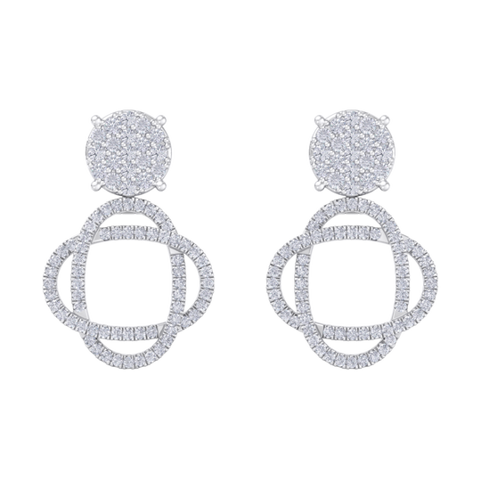 3 in 1 earrings in yellow gold with white diamonds of 1.01 ct in weight