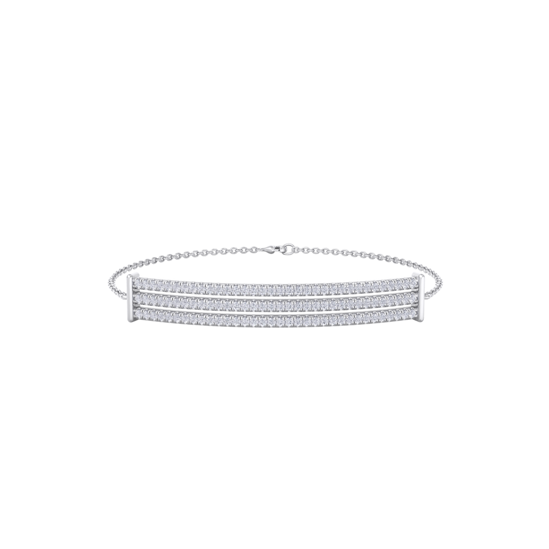 Bar diamond bracelet in white gold with white diamonds of 0.93 ct in weight