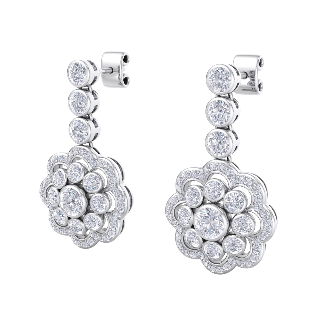 Drop earrings in white gold with white diamonds of 1.77 ct in weight
