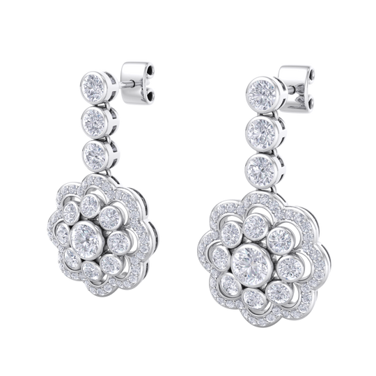 Drop earrings in white gold with white diamonds of 1.77 ct in weight