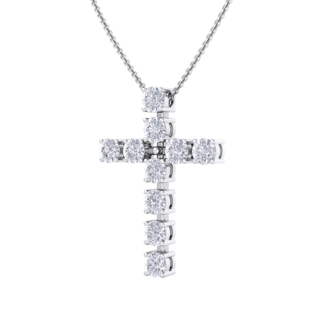 Diamond Cross Pendant in white gold with white diamonds of 1.10 ct in weight
