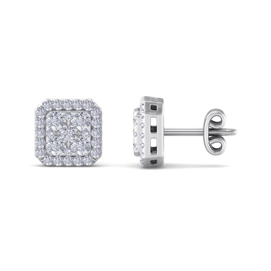 Classic Square stud earrings in rose gold with white diamonds of 0.51 ct in weight