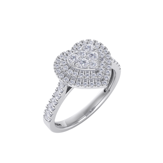 Heart cluster diamond ring in white gold with white diamonds of 0.50 ct in weight