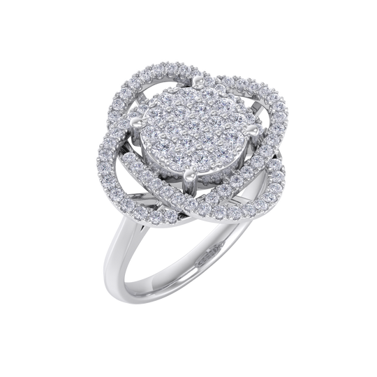Intricate diamond ring in yellow gold with white diamonds of 0.63 ct in weight