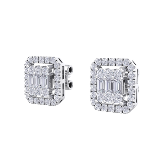 Square stud earrings in rose gold with white diamonds of 0.40 ct in weight 