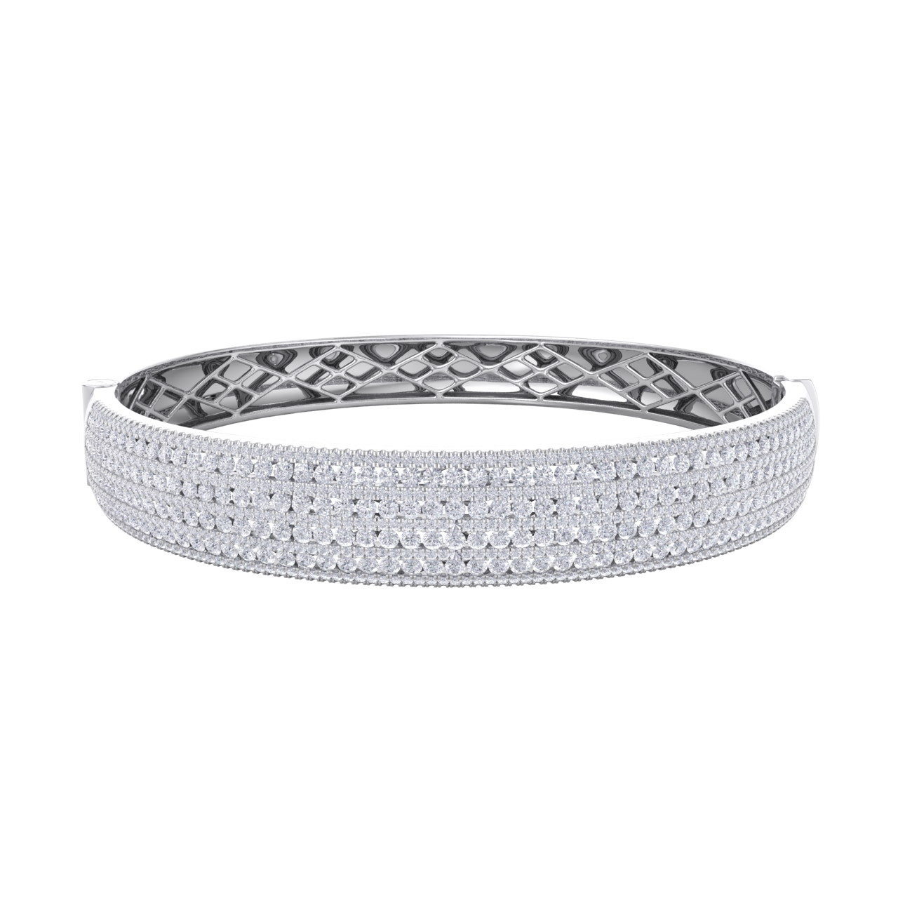 Diamond bangle in white gold with white diamonds of 6.97 ct in weight