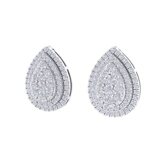 3 in 1 earrings in white gold with white diamonds of 0.85 ct in weight