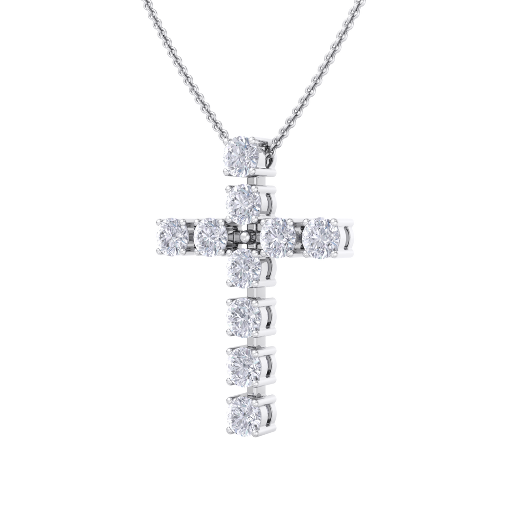 Diamond Cross Pendant in rose gold with white diamonds of 1.10 ct in weight