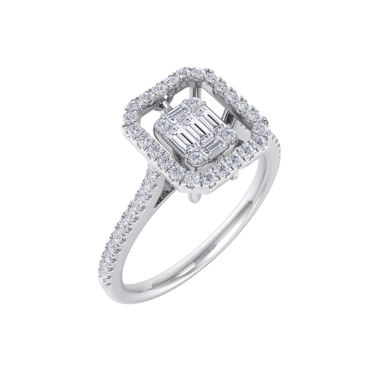 Square diamond ring in white gold with white diamonds of 0.45 ct in weight